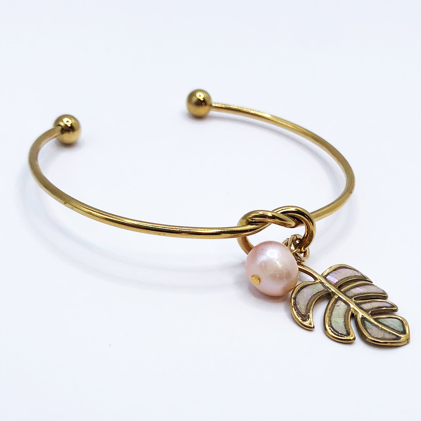 ラウンドラウンドブレスレット (モンステラ / ホワイト)