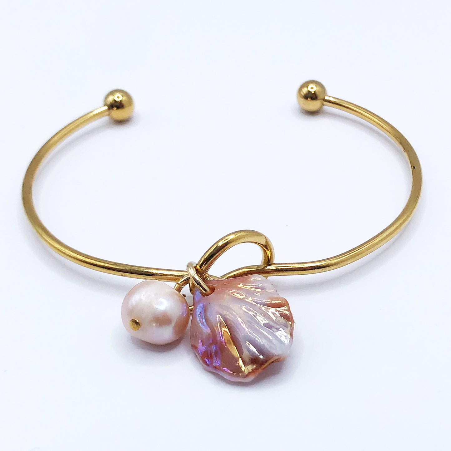 ラウンドブレスレット (シェル : ピンク)