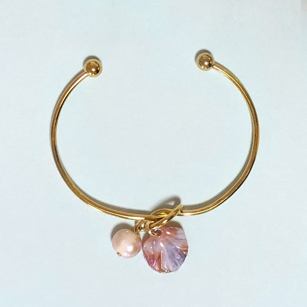 ラウンドブレスレット (シェル : ピンク)