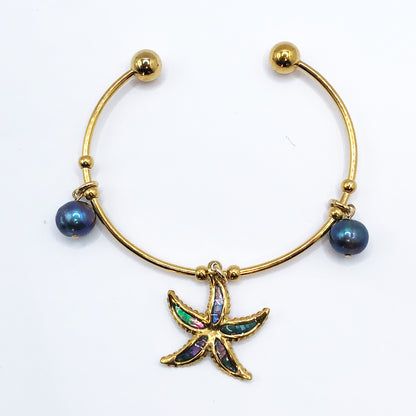 ラウンドブレスレット （スターシェル : ブルー）