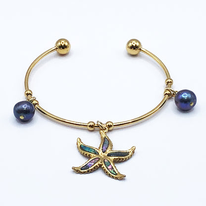 ラウンドブレスレット （スターシェル : ブルー）