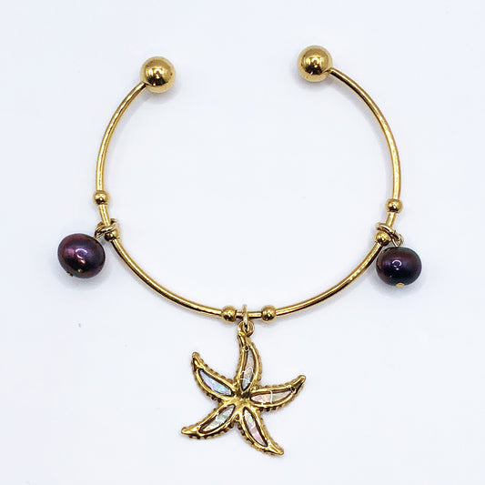 ラウンドブレスレット （スターシェル : ホワイト）