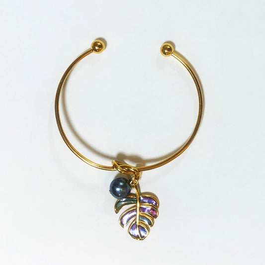 ラウンドブレスレット （モンステラ : ブルー）