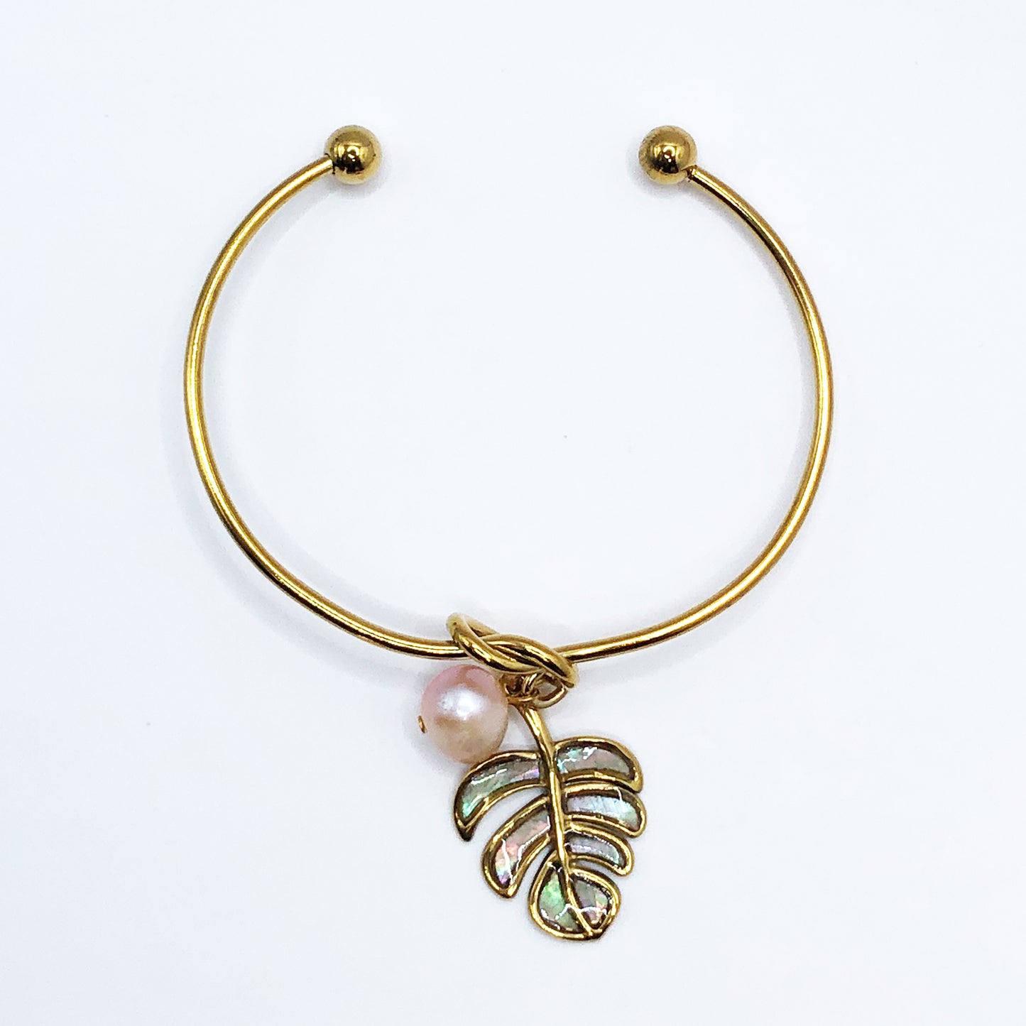 ラウンドラウンドブレスレット （モンステラ / ホワイト）