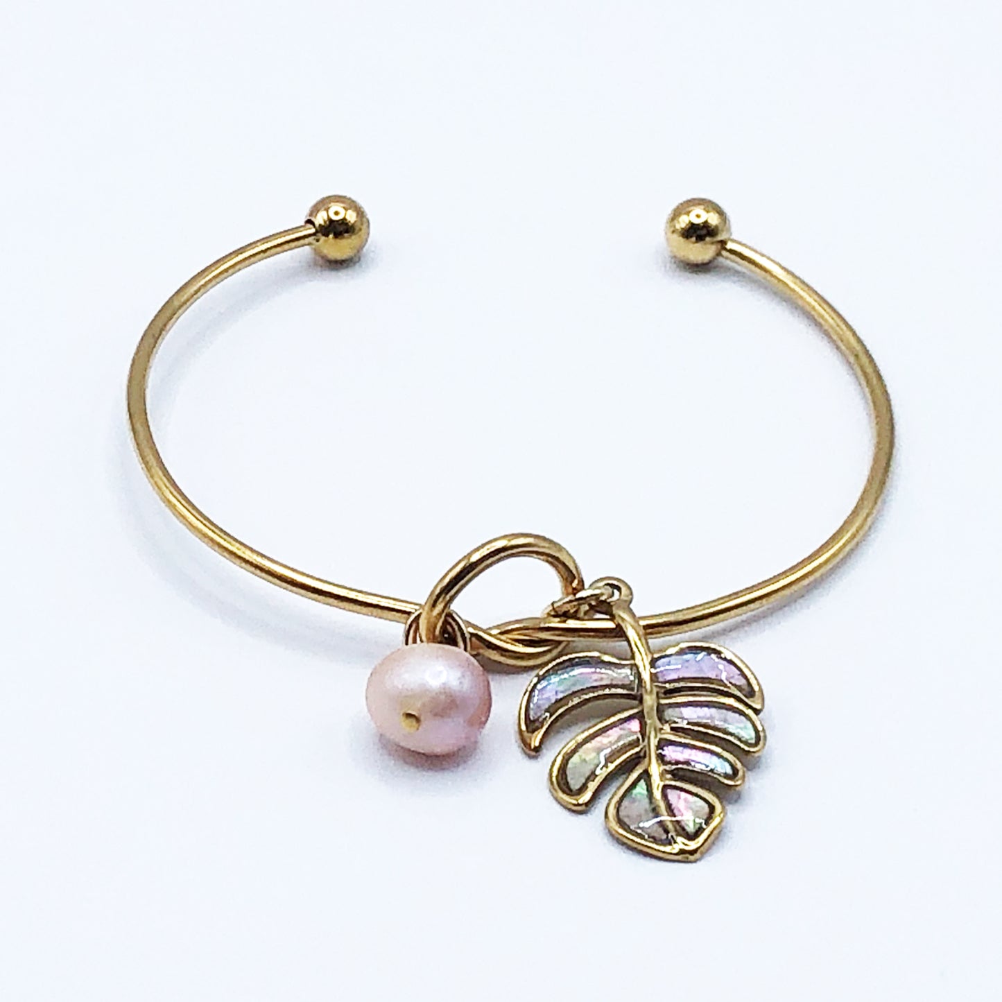 ラウンドラウンドブレスレット （モンステラ / ホワイト）