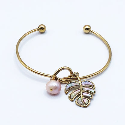 ラウンドラウンドブレスレット （モンステラ / ホワイト）