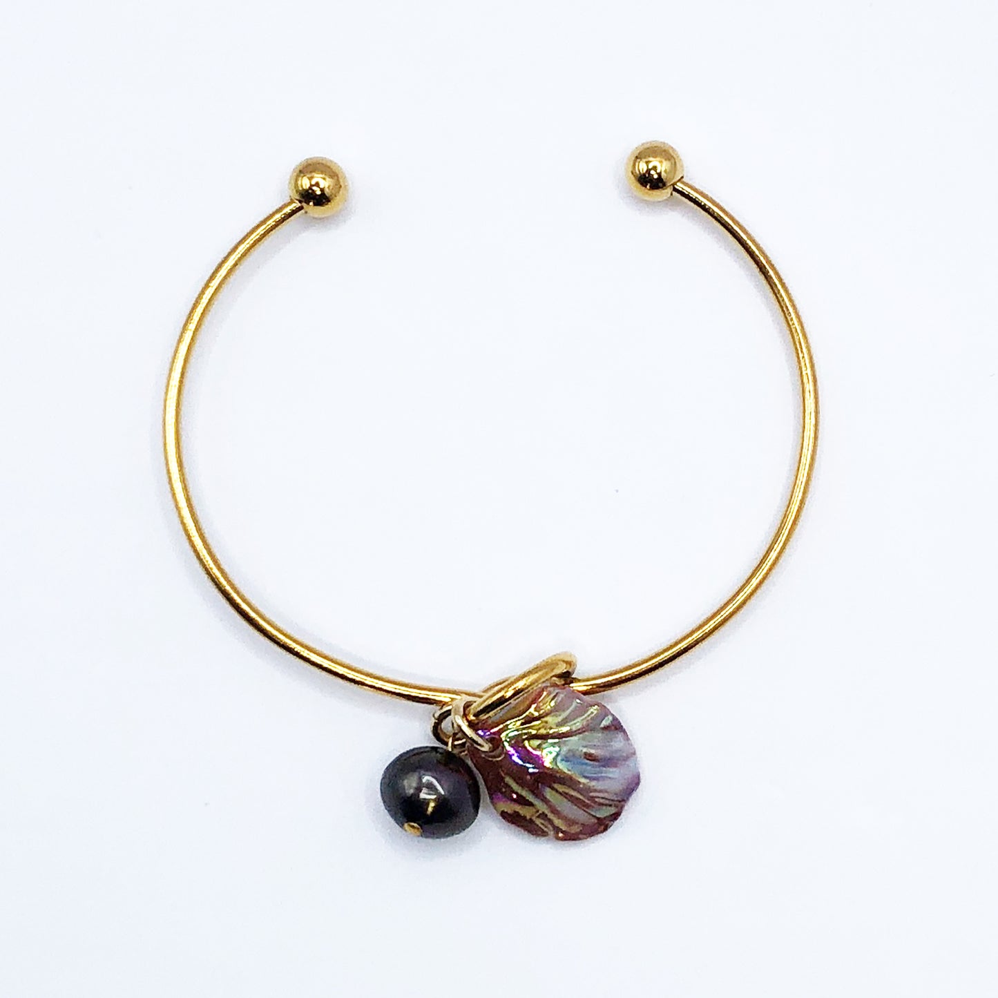 ラウンドブレスレット （シェル : ブルー）