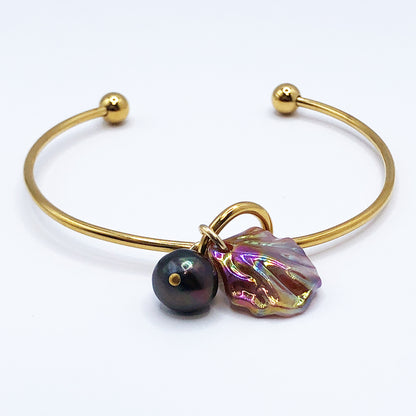 ラウンドブレスレット （シェル : ブルー）