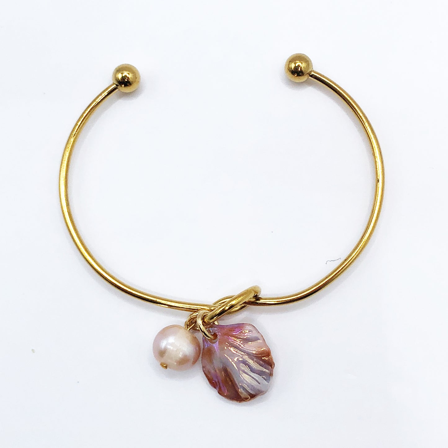 ラウンドブレスレット （シェル : ピンク）