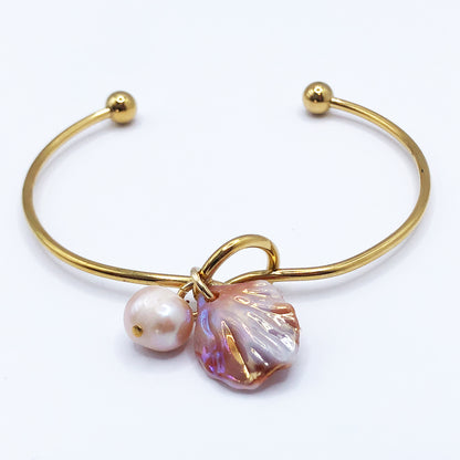 ラウンドブレスレット （シェル : ピンク）