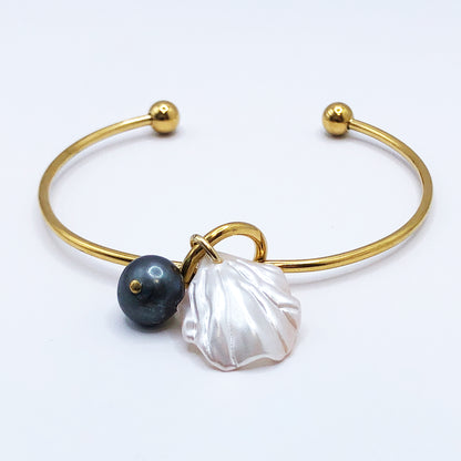 ラウンドブレスレット （シェル : ホワイト）