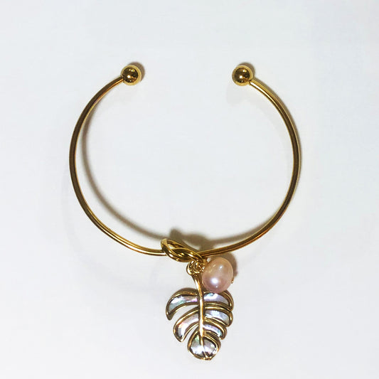 ラウンドラウンドブレスレット （モンステラ / ホワイト）